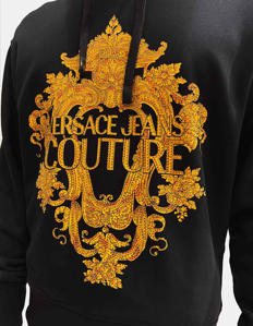 Picture of Versace Black & Gold Crystal Baroque Hooded Sweatshirt
