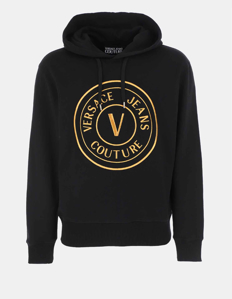 Picture of Versace Black & Gold V-Emblem Embroidered Hooded Sweatshirt