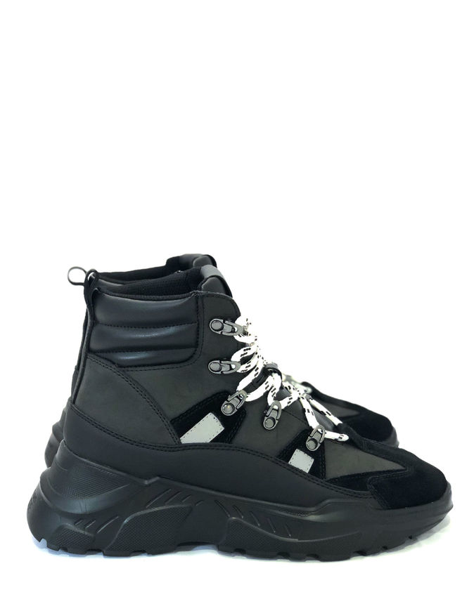 Picture of Versace Jeans Couture Leather & Suede Hi-top Sneaker