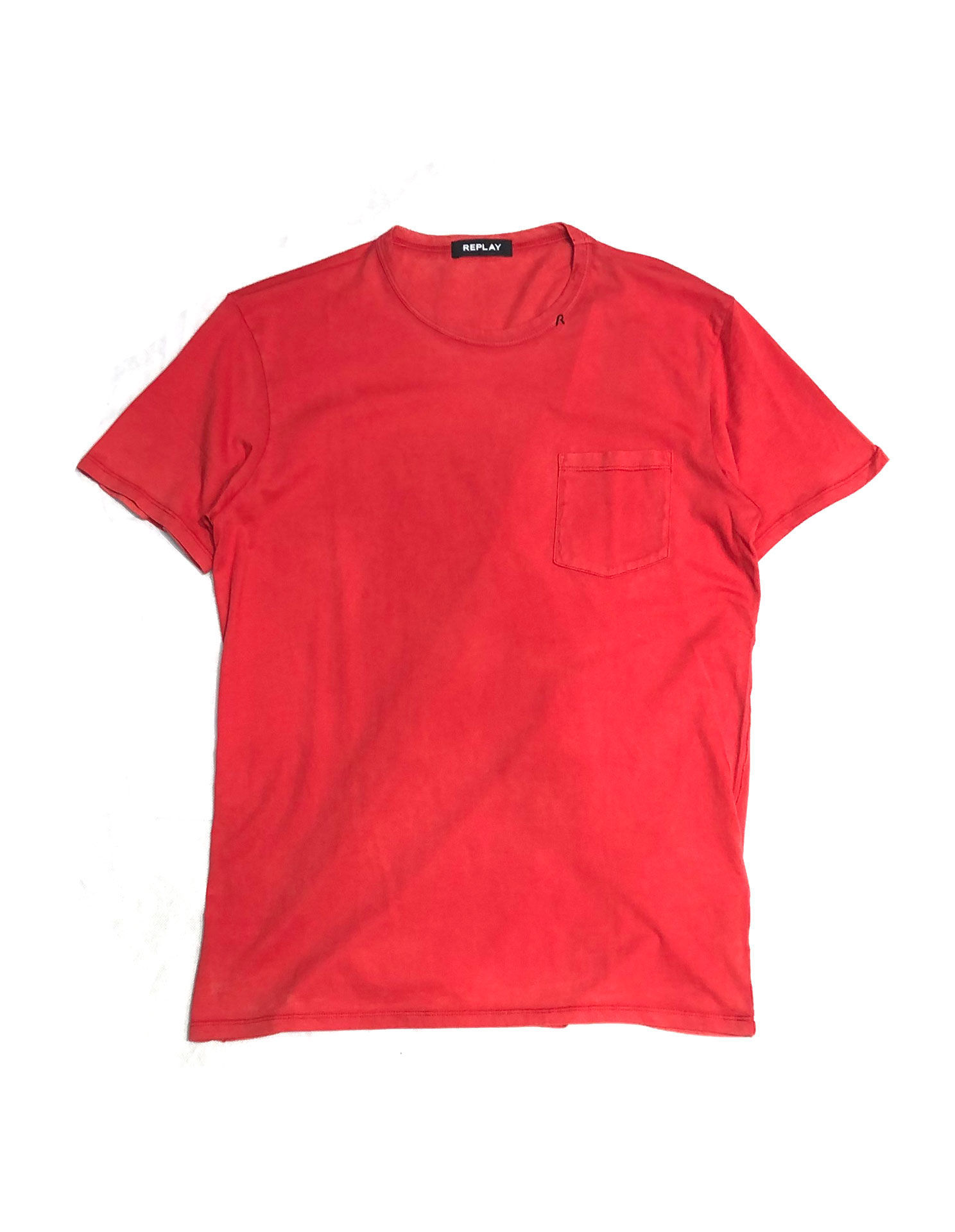 Replay Red Washed Pocket Tee - George Harrison | Designer Menswear in ...