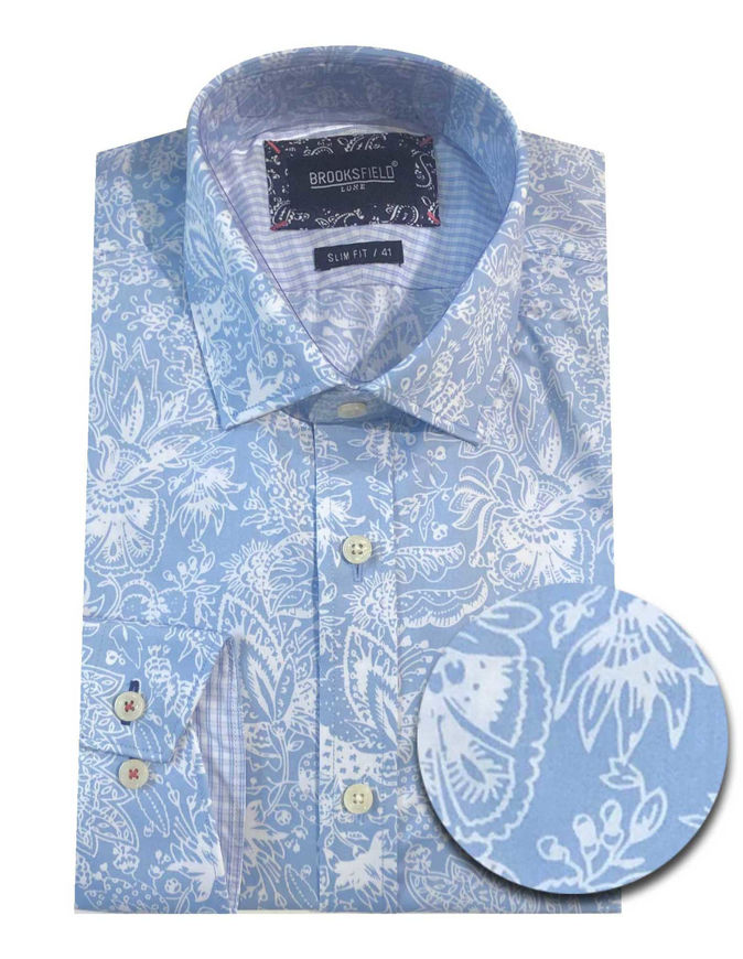 Picture of Brooksfield Blue Paisley Print Luxe Shirt