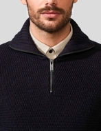 Picture of No Excess Navy Zip Collar Pullover Knit