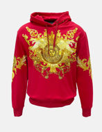 Picture of Versace Red Rococo Print Hood Sweat