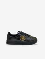 Picture of Versace Black Logo Crocodile Court Sneakers
