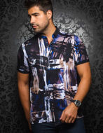 Picture of Au Noir Pierce Cotton Abstract Short Sleeve Stretch Polo