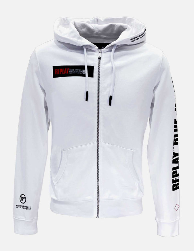 Picture of Replay White Logo Zip Sweat Jacket
