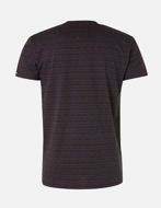Picture of No Excess Navy Orange V-Neck Jacquard Tee