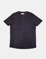 Picture of No Excess Navy Orange V-Neck Jacquard Tee