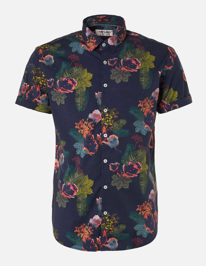 Picture of No Excess Floral Print Navy S/S Shirt