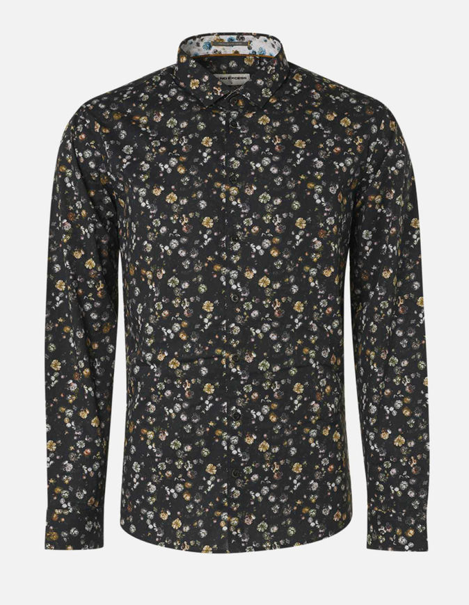 Picture of No Excess Black Floral Printed Stretch Shirt