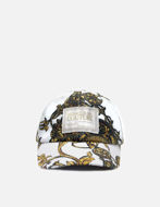 Picture of Versace White Regalia Baroque with Logo Patch Cap