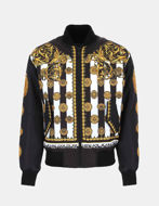 Picture of Versace Black Sun Coin Stripes Bomber Jacket