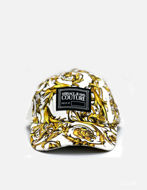Picture of Versace White & Gold Garland Canvas Logo Cap