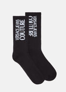 Picture of Versace Jeans Couture Black Cotton Logo Crew Socks