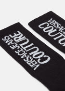Picture of Versace Jeans Couture Black Cotton Logo Crew Socks