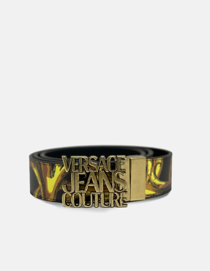 Picture of Versace Jeans Couture Black & Gold Logo Garland Reversible Belt