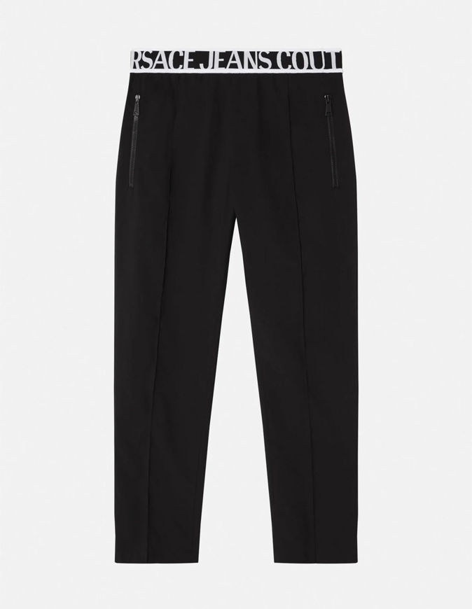 Picture of Versace Logo Band Stretch Black Pant