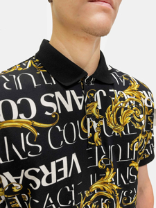 Picture of Versace Black Logo Couture Baroque Slim Polo