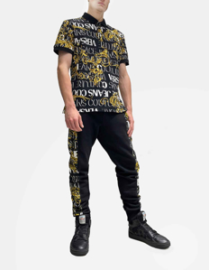 Picture of Versace Black Logo Couture Baroque Slim Polo