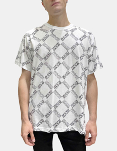 Picture of Versace White Logo Check Regular Tee