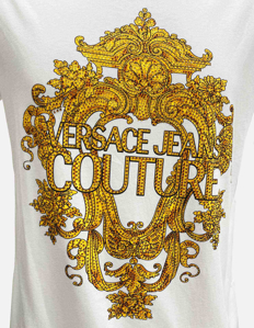 Picture of Versace White Crystal Logo Baroque Regular Tee
