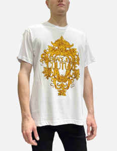 Picture of Versace White Crystal Logo Baroque Regular Tee