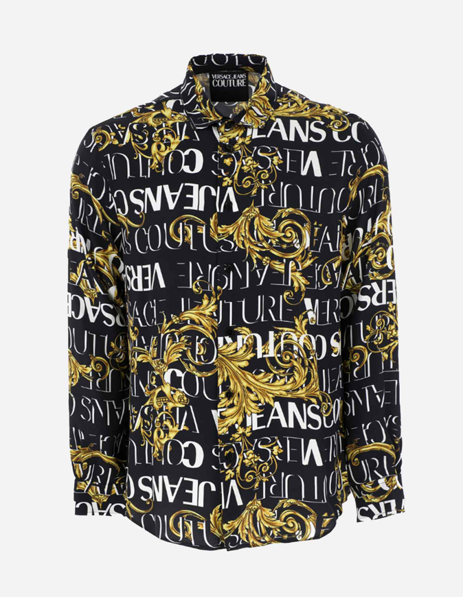 Versace Black Logo Baroque Regular Shirt | George Harrison | Designer ...