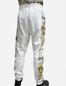 Picture of Versace Logo Baroque Side Panel White Trackpants