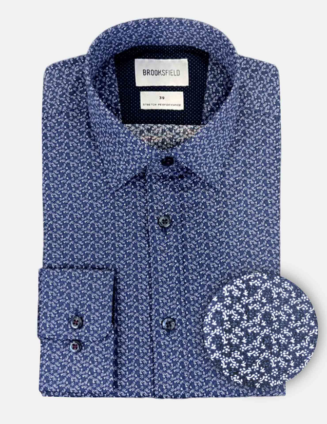 Picture of Brooksfield Navy Floral Stretch Shirt