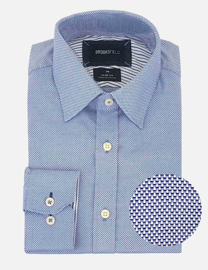 Picture of Brooksfield Blue Dobby Slim Shirt