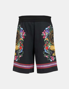 Picture of Versace Black Garden V-Emblem Sweat Shorts