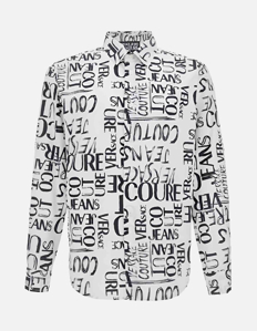 Picture of Versace White Doodle Logo Regular Shirt
