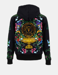 Picture of Versace Black Garden V-Emblem Hooded Sweat Jacket