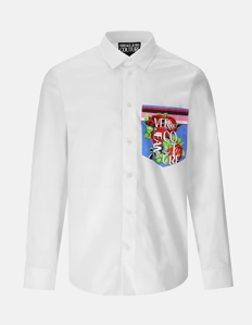 Picture of Versace White Roses Regular Shirt