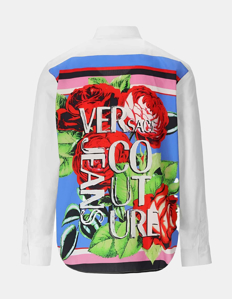 Picture of Versace White Roses Regular Shirt