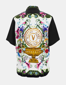 Picture of Versace Black Garden V-Emblem Pocket Short-Sleeve Shirt