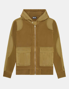 Picture of Diesel Hooded Patch Olive Sweat Jacket