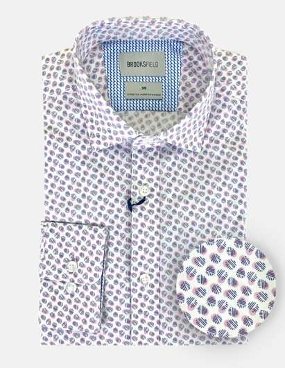 Picture of Brooksfield Pink Print Motif Stretch Shirt