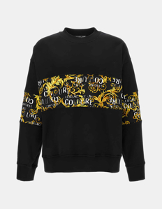 Picture of Versace Black Baroque Contrast Sweatshirt