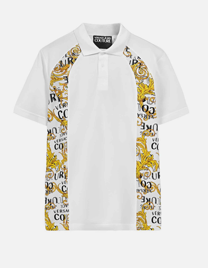 Picture of Versace White Baroque Contrast Regular Polo