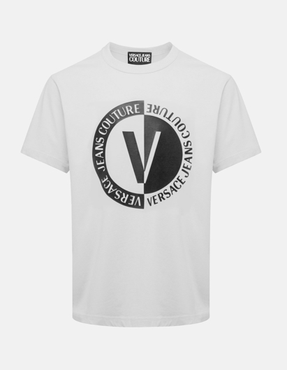 Picture of Versace White V-Emblem Regular Tee