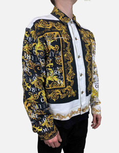 Picture of Versace Contrast Panel Logo Baroque Denim Jacket