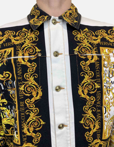 Picture of Versace Contrast Panel Logo Baroque Denim Jacket