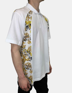 Picture of Versace White Baroque Contrast Regular Polo