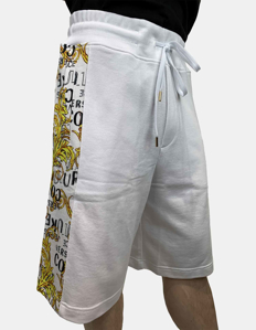Picture of Versace White Baroque Contrast Sweat Shorts