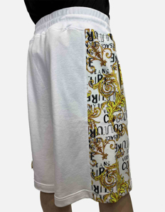 Picture of Versace White Baroque Contrast Sweat Shorts