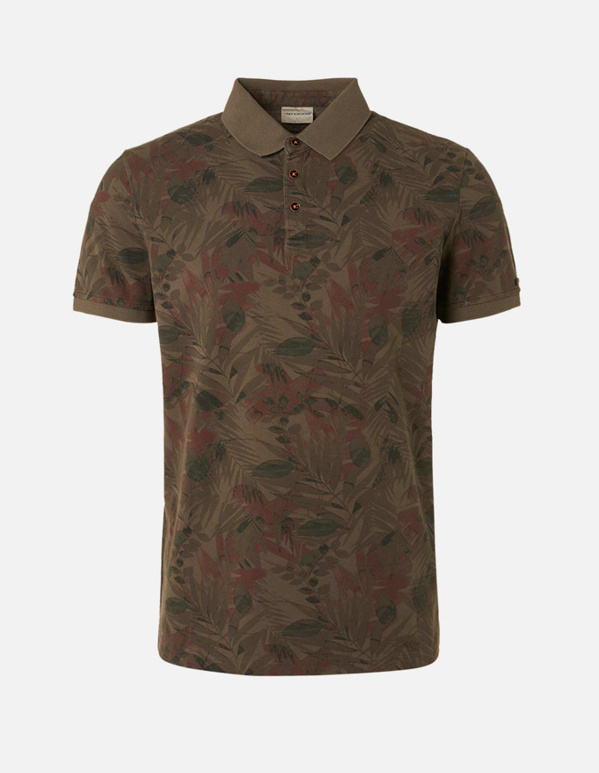 Picture of No Excess Olive Pique Floral Polo Tee