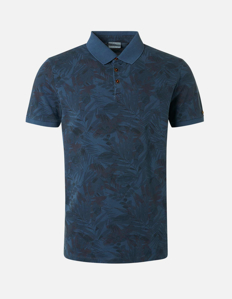 Picture of No Excess Blue Pique Floral Polo Tee