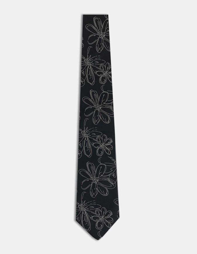 Picture of Joe Black Black & Silver Floral Silk Tie