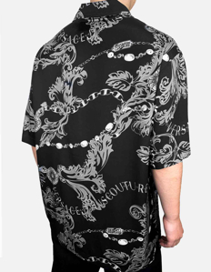 Picture of Versace Black Viscose Grey Chain Baroque S/S Shirt
